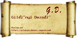 Gilányi Dezső névjegykártya